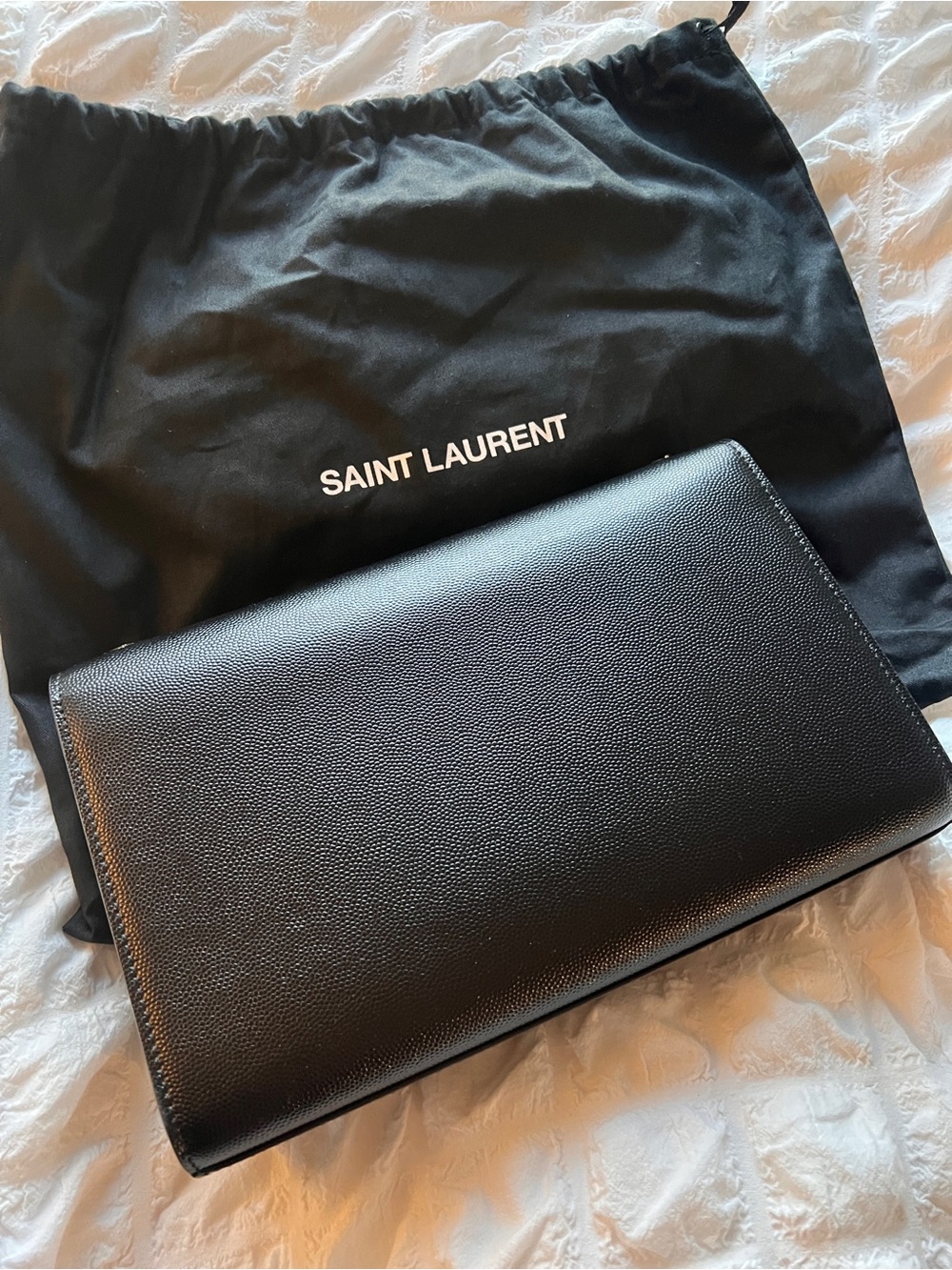 Saint Laurent Kate Black Leather Shoulder Bag with Gold YSL Logo - Picture 5 of 6
